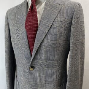 【Luca Verdicchio ルカ ヴェルディッキオ】手仕事ナポリ仕立て 絹麻毛3者混 グレンチェック柄ジャケット 48