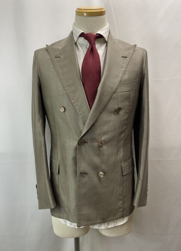 【Sartoria Manna マンナ】技巧ビスポーク注文服 手仕事ナポリ仕立て 絹毛150s ダブルジャケット 42～44 - 画像 (2)