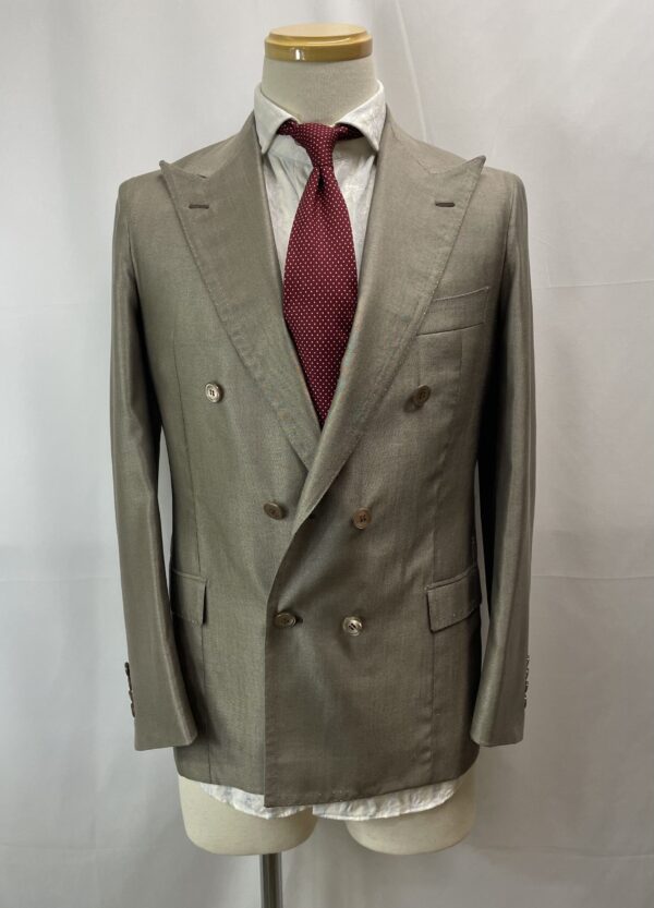 【Sartoria Manna マンナ】技巧ビスポーク注文服 手仕事ナポリ仕立て 絹毛150s ダブルジャケット 42～44 - 画像 (3)