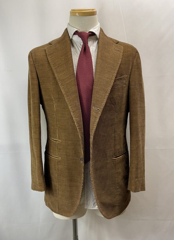 【Sartoria Felice Luigi Panico】手仕事ナポリ仕立て 洒脱なコーデュロイ綿ジャケット 50 薄茶{sold out thanks!} - 画像 (3)