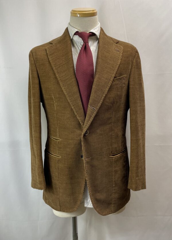 【Sartoria Felice Luigi Panico】手仕事ナポリ仕立て 洒脱なコーデュロイ綿ジャケット 50 薄茶{sold out thanks!} - 画像 (2)