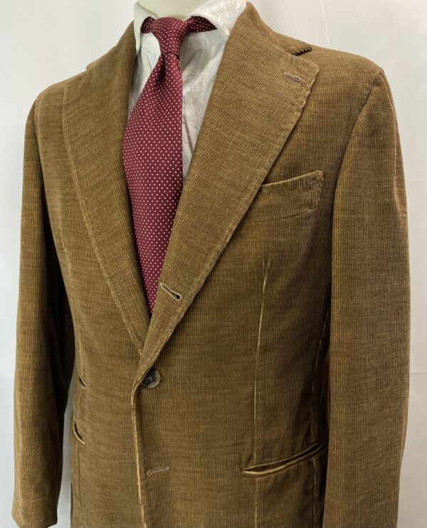 【Sartoria Felice Luigi Panico】手仕事ナポリ仕立て 洒脱なコーデュロイ綿ジャケット 50 薄茶{sold out thanks!}