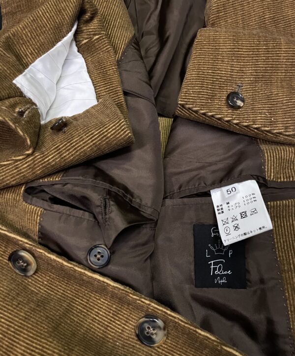 【Sartoria Felice Luigi Panico】手仕事ナポリ仕立て 洒脱なコーデュロイ綿ジャケット 50 薄茶{sold out thanks!} - 画像 (6)