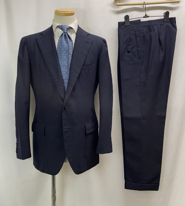 【Sartoria Formosa フォルモサ】最高峰ナポリ仕立て ビスポーク注文服 合い物 定番ネイビースーツ 紺無地 46～48
