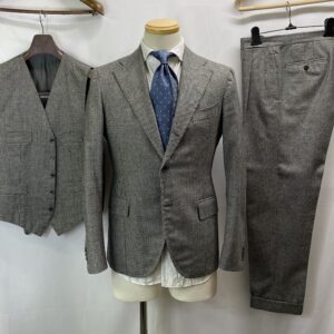 【Sartoria Formosa フォルモサ】最高峰ナポリ仕立て ビスポーク注文服 スリーピース 千鳥格子柄スーツ 44～46