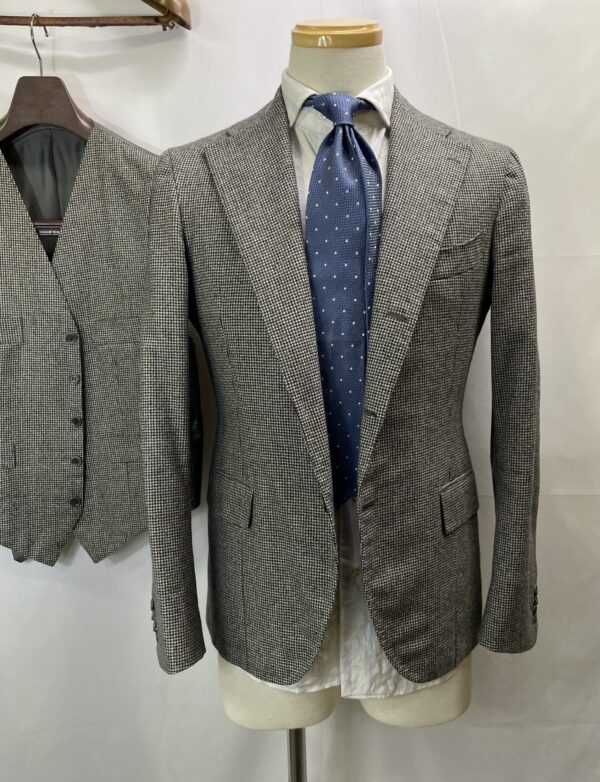 【Sartoria Formosa フォルモサ】最高峰ナポリ仕立て ビスポーク注文服 スリーピース 千鳥格子柄スーツ 44～46 - 画像 (2)