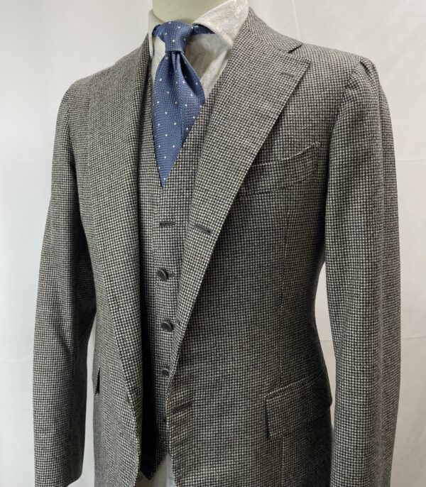 【Sartoria Formosa フォルモサ】最高峰ナポリ仕立て ビスポーク注文服 スリーピース 千鳥格子柄スーツ 44～46 - 画像 (3)