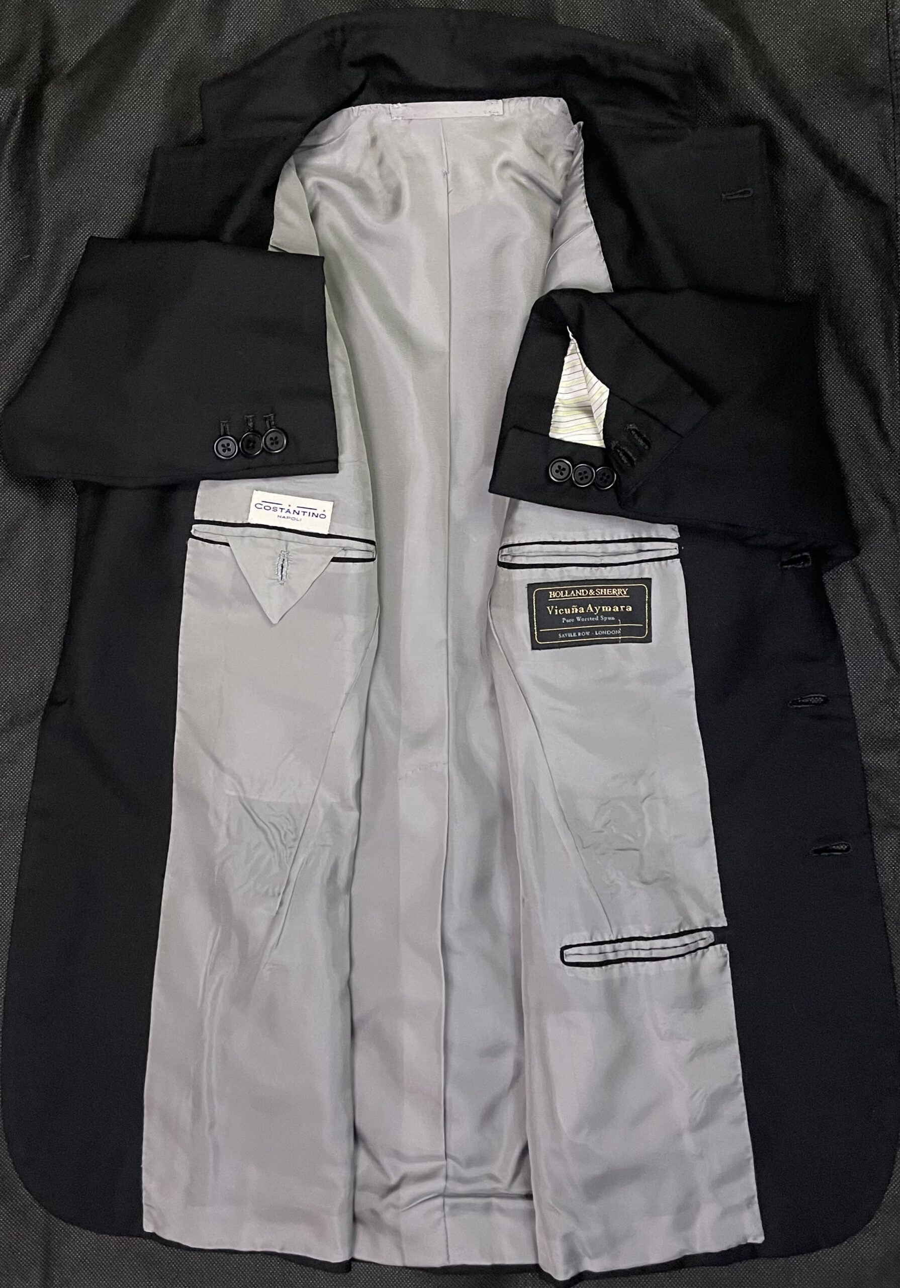【COSTANTINO コスタンティーノ】ビスポーク注文服 究極Vicunaビキューナ生地 一生物 ネイビージャケット 42~44 XS 濃紺無地 - 画像 (5)
