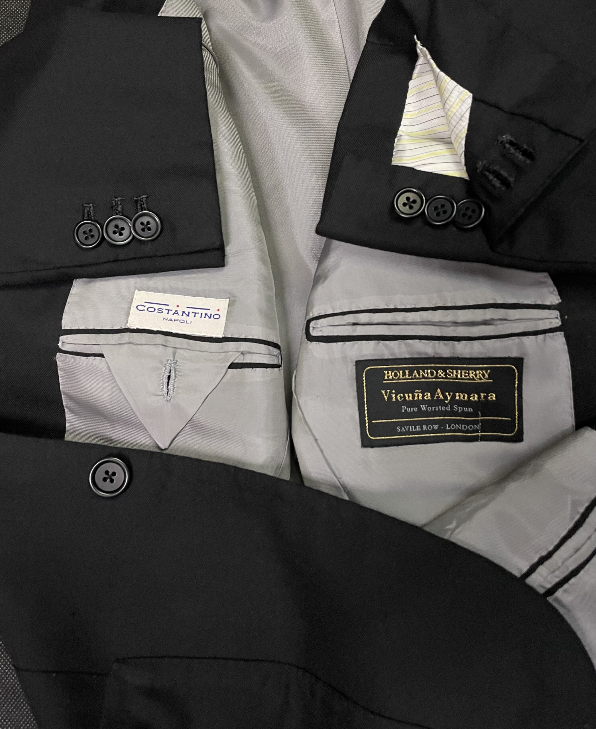 【COSTANTINO コスタンティーノ】ビスポーク注文服 究極Vicunaビキューナ生地 一生物 ネイビージャケット 42~44 XS 濃紺無地 - 画像 (6)