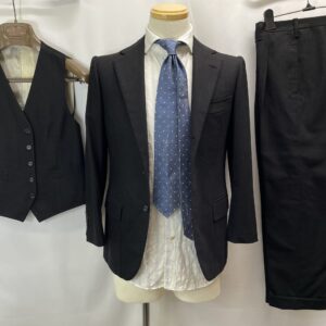 【COSTANTINO コスタンティーノ】ビスポーク注文服 ヴィンテージ生地 3Pスリーピース ダークグレースーツ 42～44{sold out thanks!}