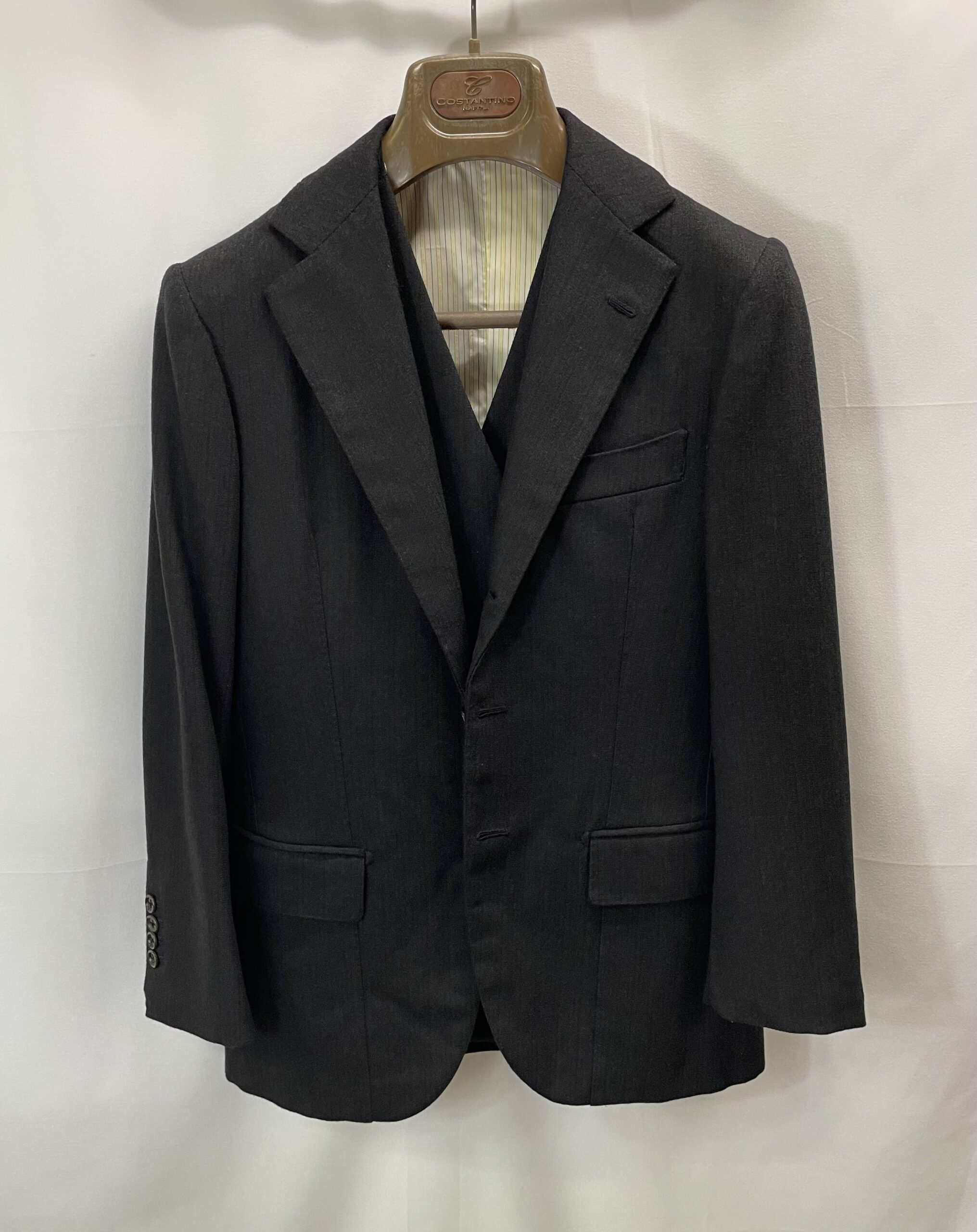 【COSTANTINO コスタンティーノ】ビスポーク注文服 ヴィンテージ生地 3Pスリーピース ダークグレースーツ 42~44{sold out thanks!} - 画像 (5)