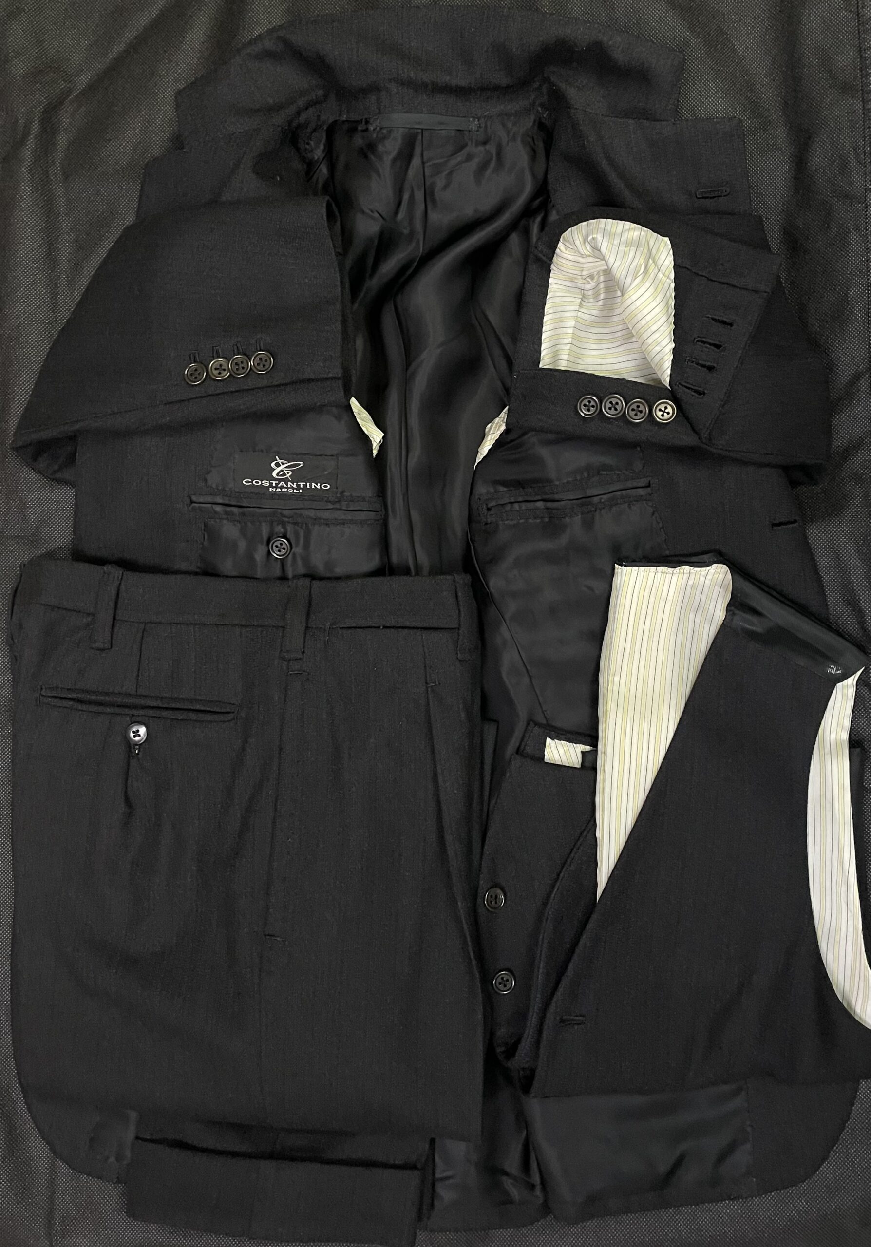 【COSTANTINO コスタンティーノ】ビスポーク注文服 ヴィンテージ生地 3Pスリーピース ダークグレースーツ 42~44{sold out thanks!} - 画像 (6)