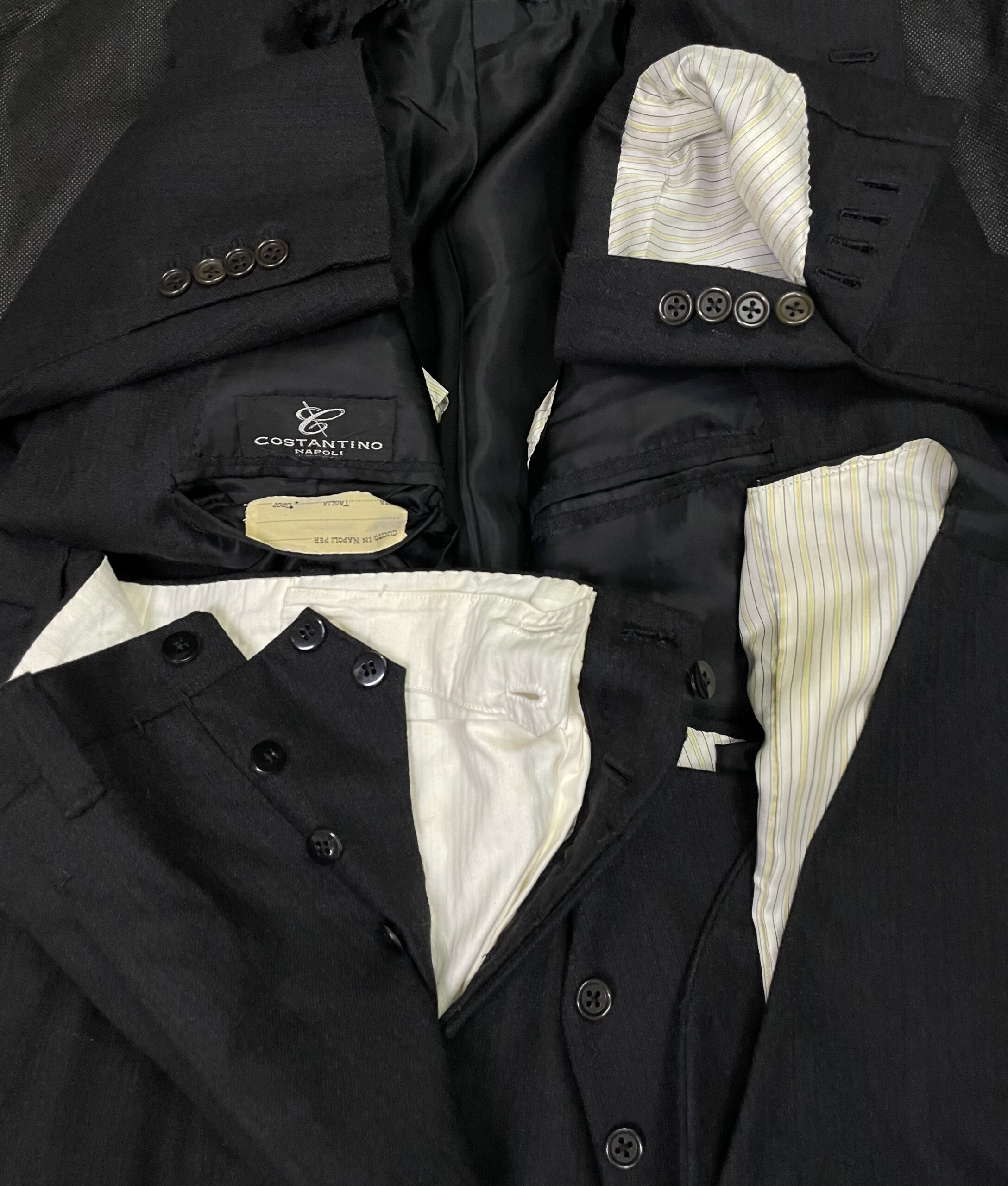 【COSTANTINO コスタンティーノ】ビスポーク注文服 ヴィンテージ生地 3Pスリーピース ダークグレースーツ 42~44{sold out thanks!} - 画像 (7)
