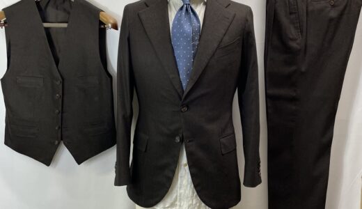 【Sartoria Formosa フォルモサ】最高峰ナポリ仕立て ビスポーク注文服 3Pスリーピース スーツ 42～44 濃茶色無地