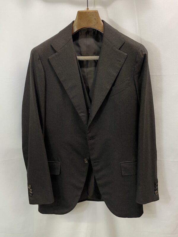【Sartoria Formosa フォルモサ】最高峰ナポリ仕立て ビスポーク注文服 3Pスリーピース スーツ 42～44 濃茶色無地 - 画像 (4)