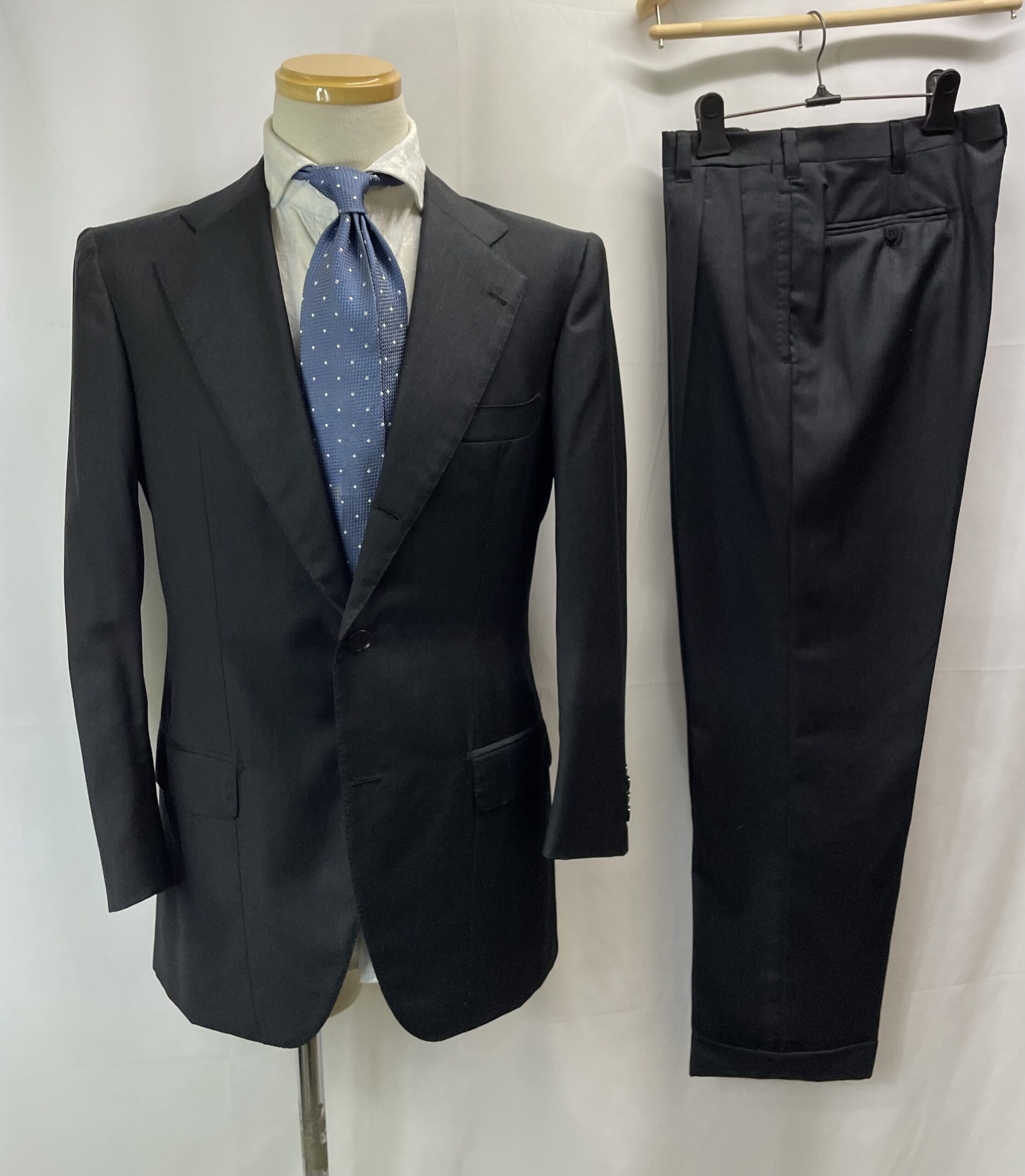 【Sartoria Formosa フォルモサ】最高峰ナポリ仕立て ビスポーク注文服 合い物 定番グレースーツ 46~48 灰色無地