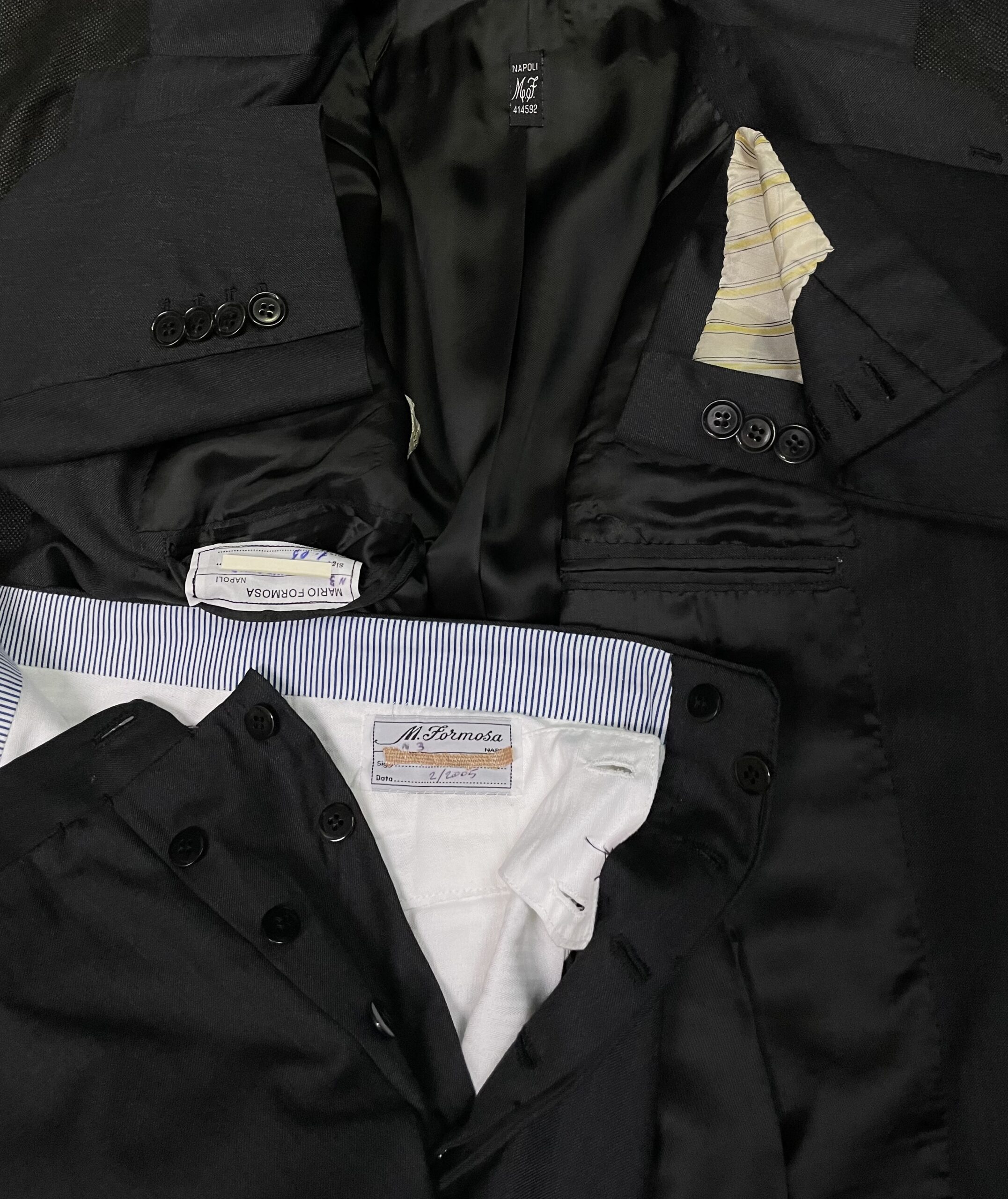 【Sartoria Formosa フォルモサ】最高峰ナポリ仕立て ビスポーク注文服 合い物 定番グレースーツ 46~48 灰色無地 - 画像 (5)