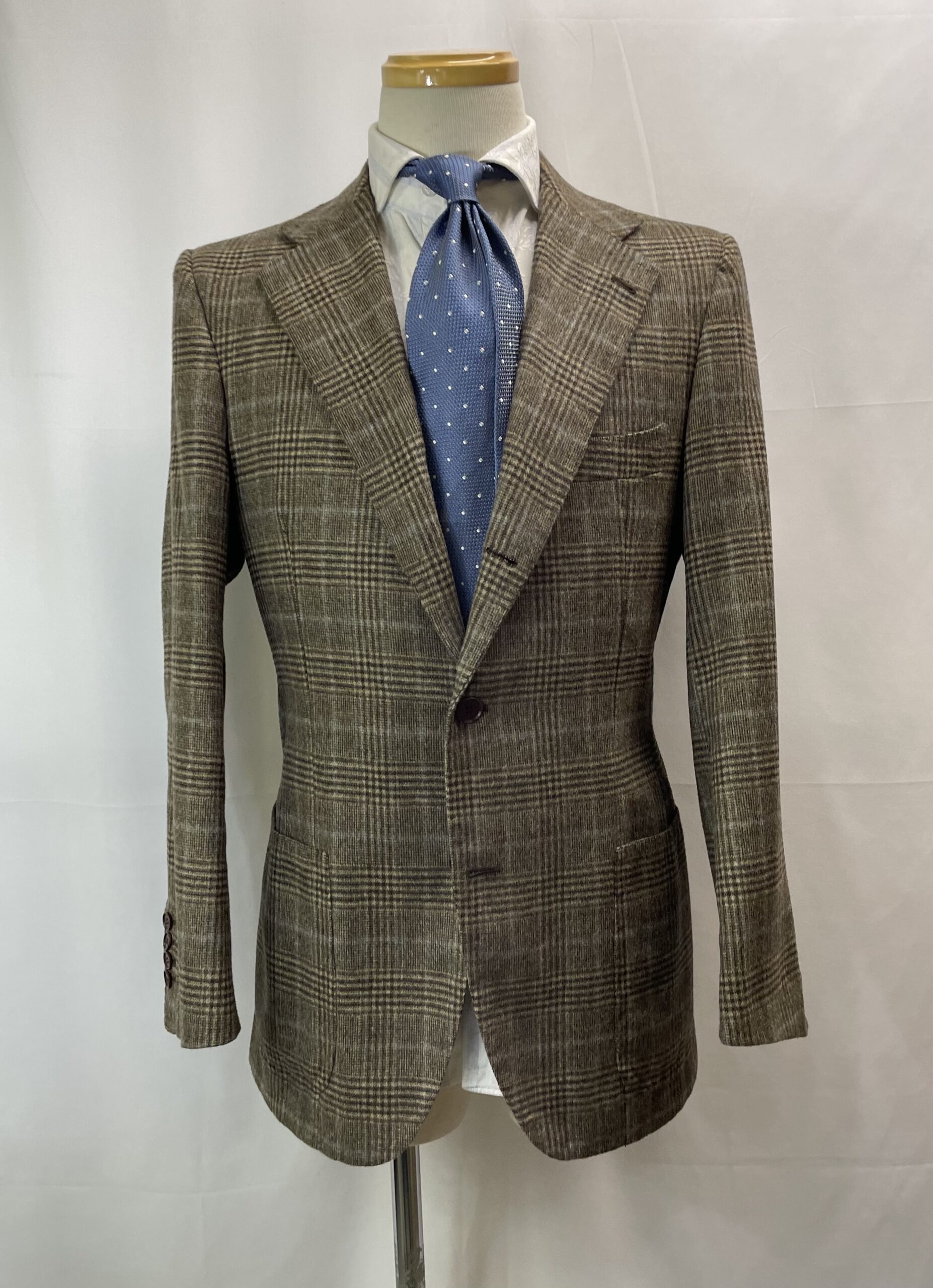 【Sartoria Formosa フォルモサ】最高峰ナポリ仕立て ビスポーク注文服 極上カシミヤ 格子柄ジャケット 46~48 茶 - 画像 (2)