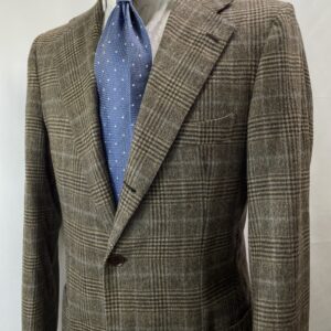 【Sartoria Formosa フォルモサ】最高峰ナポリ仕立て ビスポーク注文服 極上カシミヤ 格子柄ジャケット 46～48 茶