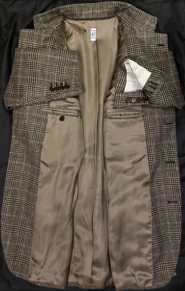 【Sartoria Formosa フォルモサ】最高峰ナポリ仕立て ビスポーク注文服 極上カシミヤ 格子柄ジャケット 46～48 茶 - 画像 (4)