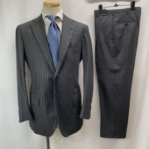 【SARTORIA SABINO サビーノ】手仕事ナポリ仕立て 秋冬向け ピンストライプ柄 グレースーツ 48{sold out thanks!}