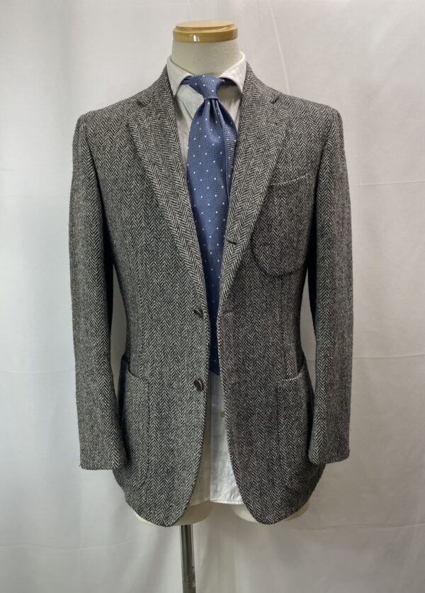 【SARTORIA SABINO サビーノ】手仕事ナポリ仕立て 秋冬向け ヘリンボーン織柄 ハリスツイード ジャケット 46 - 画像 (2)