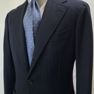 【Pirozzi ピロッツィ】ナポリ四天王 貴重スミズーラ注文服 秋冬向けカシミヤ混毛 定番ネイビージャケット 46～48 濃紺