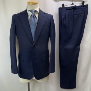 【PANICO パニコ】ナポリ生き神サルト 通年合い物 グレンチェック柄ネイビースーツ 46 紺色