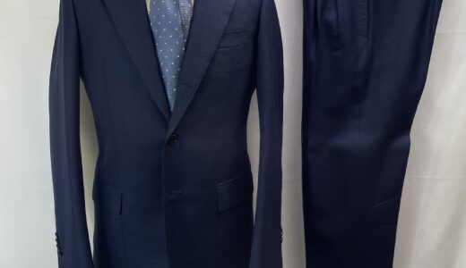 【PANICO パニコ】ナポリ生き神サルト 通年合い物 グレンチェック柄ネイビースーツ 46 紺色