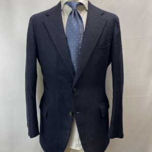 【PANICO パニコ】ナポリ生き神サルト ビスポーク注文服 秋冬向けツイード毛 ネイビージャケット 50～52 紺色