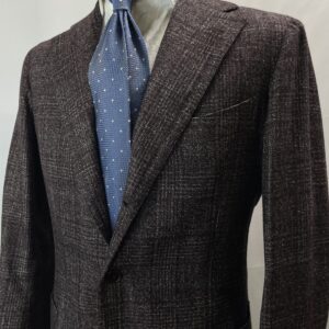 【Solito ソリート】ナポリ四天王サルト ビスポーク注文服 秋冬向け チェック格子柄ジャケット 44～46 赤茶色