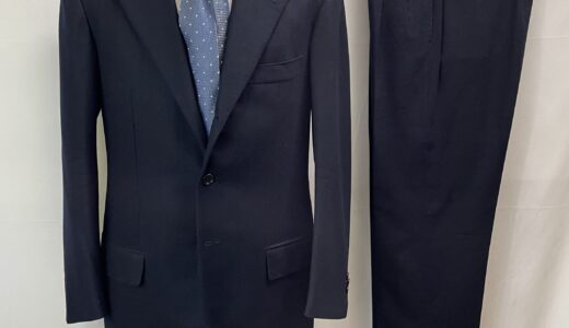 【PANICO パニコ】ナポリ仕立て生き神サルト 秋冬向けフラノ生地 定番ネイビースーツ 濃紺無地 48