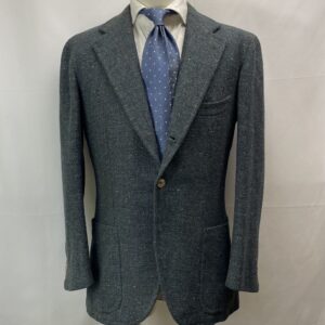 【PANICO パニコ】ナポリ生き神サルト ビスポーク注文服 秋冬向けツイードジャケット 50~52 青緑色