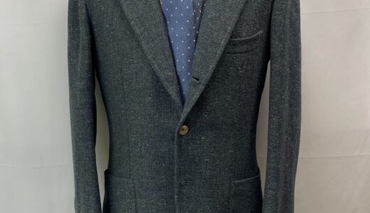 【PANICO パニコ】ナポリ生き神サルト ビスポーク注文服 秋冬向けツイードジャケット 50～52 青緑色