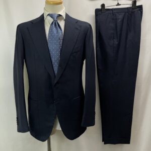 【Pirozzi ピロッツィ】ナポリ四天王サルト ビスポーク注文服 合い物 定番ネイビースーツ 52~54 紺無地