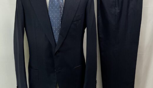 【Pirozzi ピロッツィ】ナポリ四天王サルト ビスポーク注文服 合い物 定番ネイビースーツ 52～54 紺無地