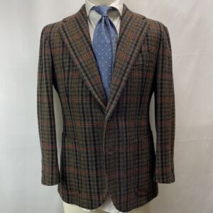 【Solito ソリート】ナポリ四天王サルト ビスポーク注文服 秋冬向けツイード 格子柄ジャケット 46位 茶色系