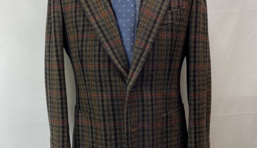 【Solito ソリート】ナポリ四天王サルト ビスポーク注文服 秋冬向けツイード 格子柄ジャケット 46位 茶色系
