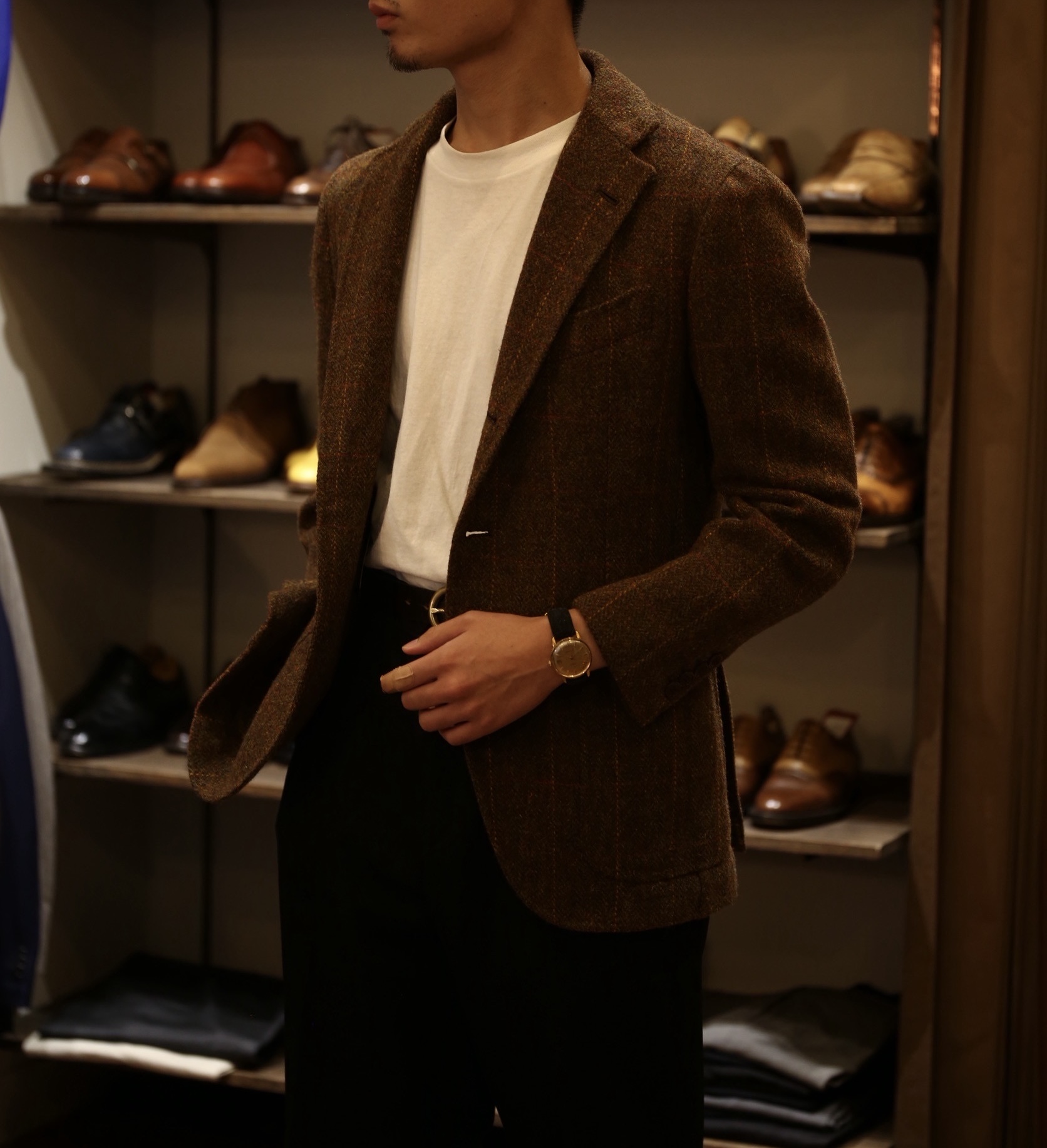 【Leonardi レオナルディ】手仕事ナポリ仕立て スミズーラ注文服 秋冬向け ツイードジャケット 42~44 - 画像 (7)