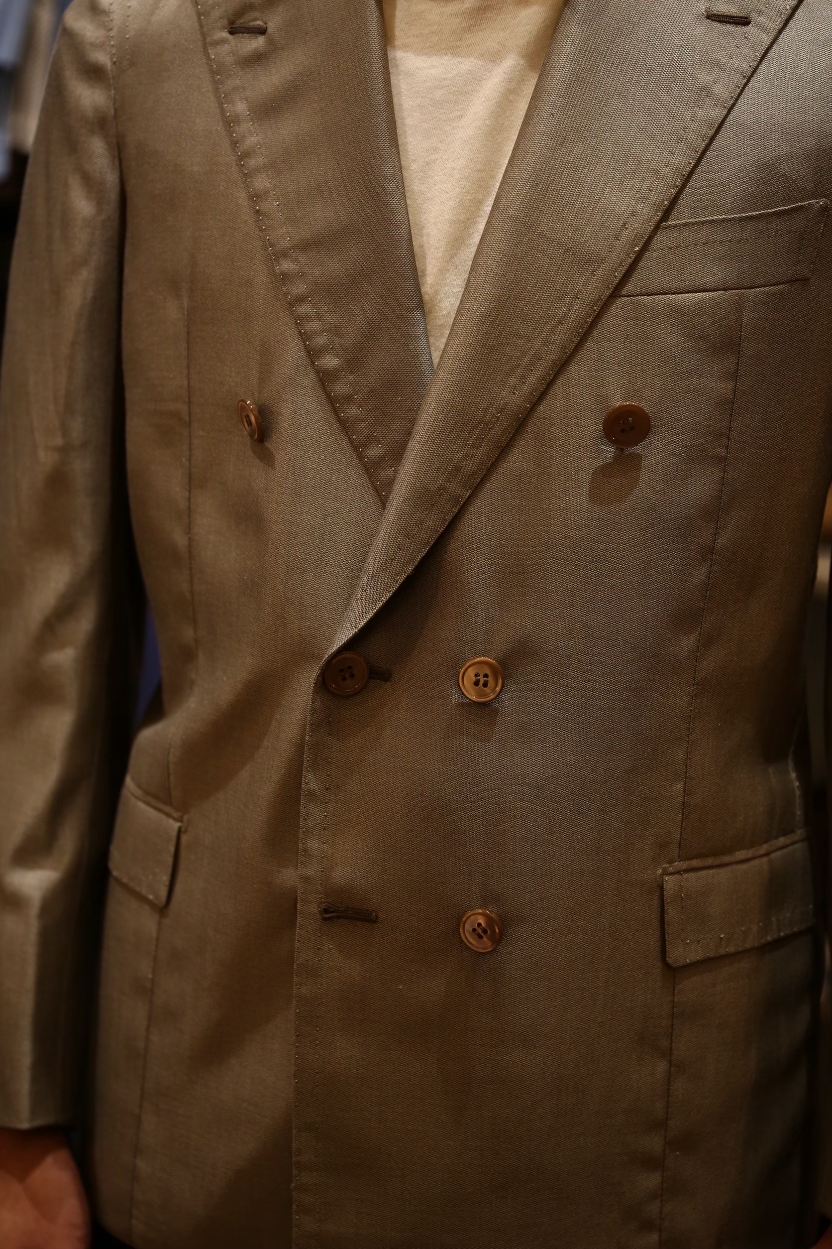 【Sartoria Manna マンナ】技巧ビスポーク注文服 手仕事ナポリ仕立て 絹毛150s ダブルジャケット 42~44 - 画像 (8)