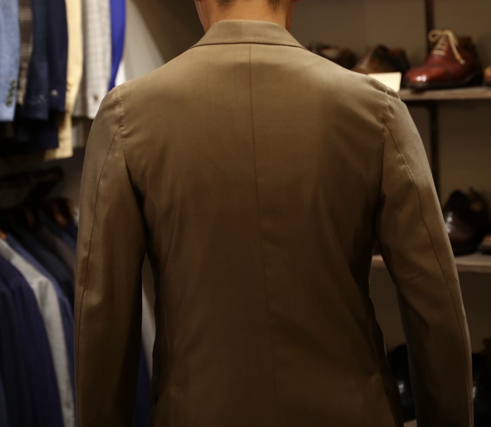 【Sartoria Manna マンナ】技巧ビスポーク注文服 手仕事ナポリ仕立て 絹毛150s ダブルジャケット 42~44 - 画像 (10)