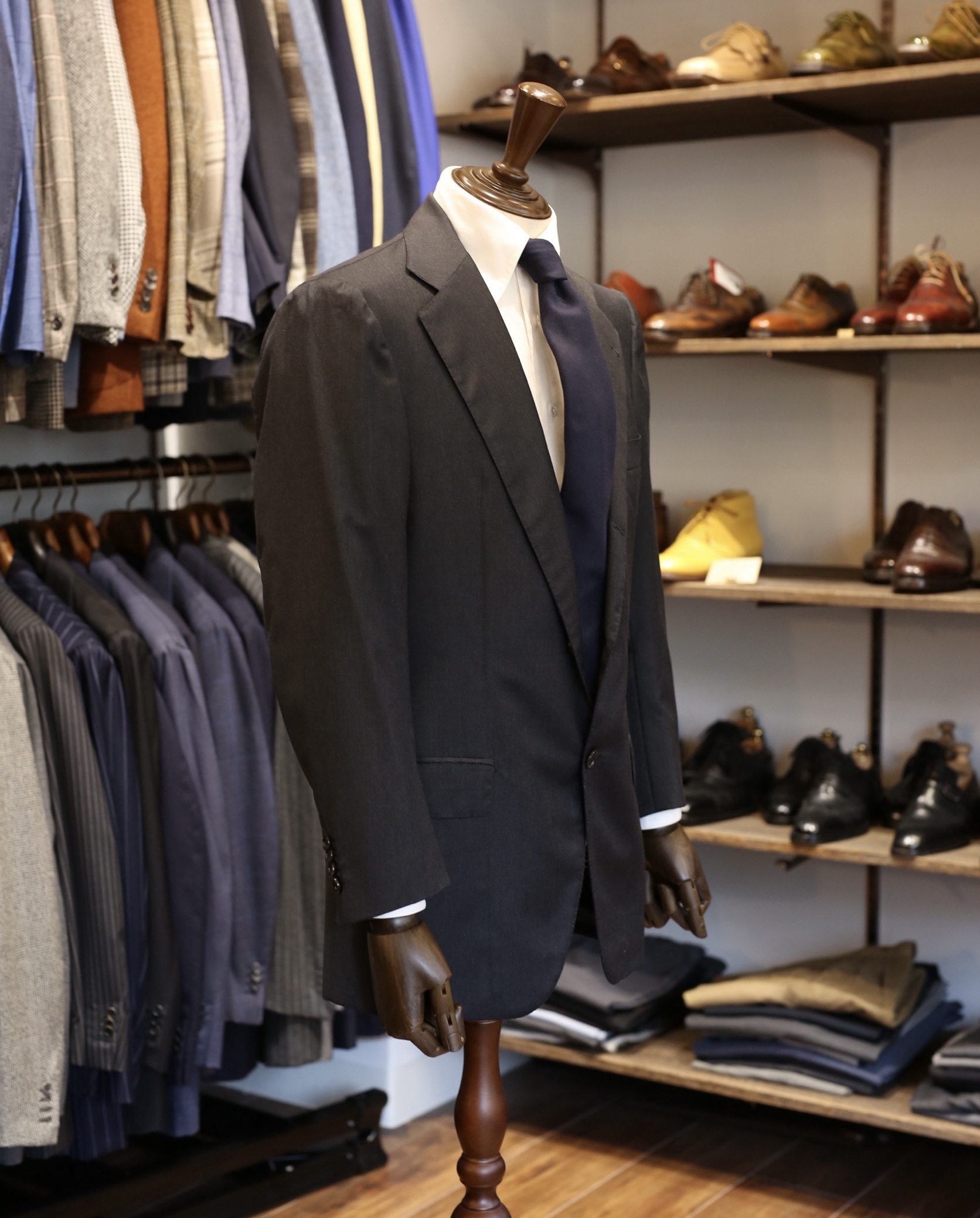 【Sartoria Formosa フォルモサ】ナポリ仕立て五傑 ビスポーク注文服 合い物 定番グレースーツ 46~48 灰色無地 - 画像 (7)