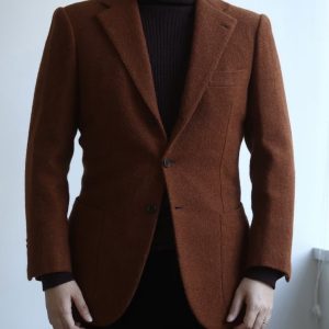 【COSTANTINO コスタンティーノ】ナポリ仕立て頂上サルト ビスポーク注文服 秋冬 ツイードジャケット 橙色 46～48