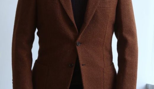 【COSTANTINO コスタンティーノ】ナポリ仕立て頂上サルト ビスポーク注文服 秋冬 ツイードジャケット 橙色 46～48