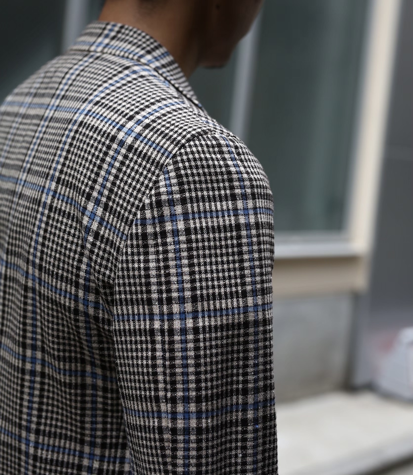 【ダルクオーレ DALCUORE】スミズーラ注文服 合い物ヴィンテージウール チェック柄ジャケット 42~44 - 画像 (8)