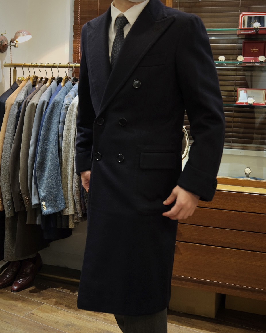 【COSTANTINO コスタンティーノ】技巧ビスポーク注文服 究極ビキューナ混カシミヤ(ビキャッシュ)ポロコート 濃紺色 42~44{sold out thanks!} - 画像 (7)