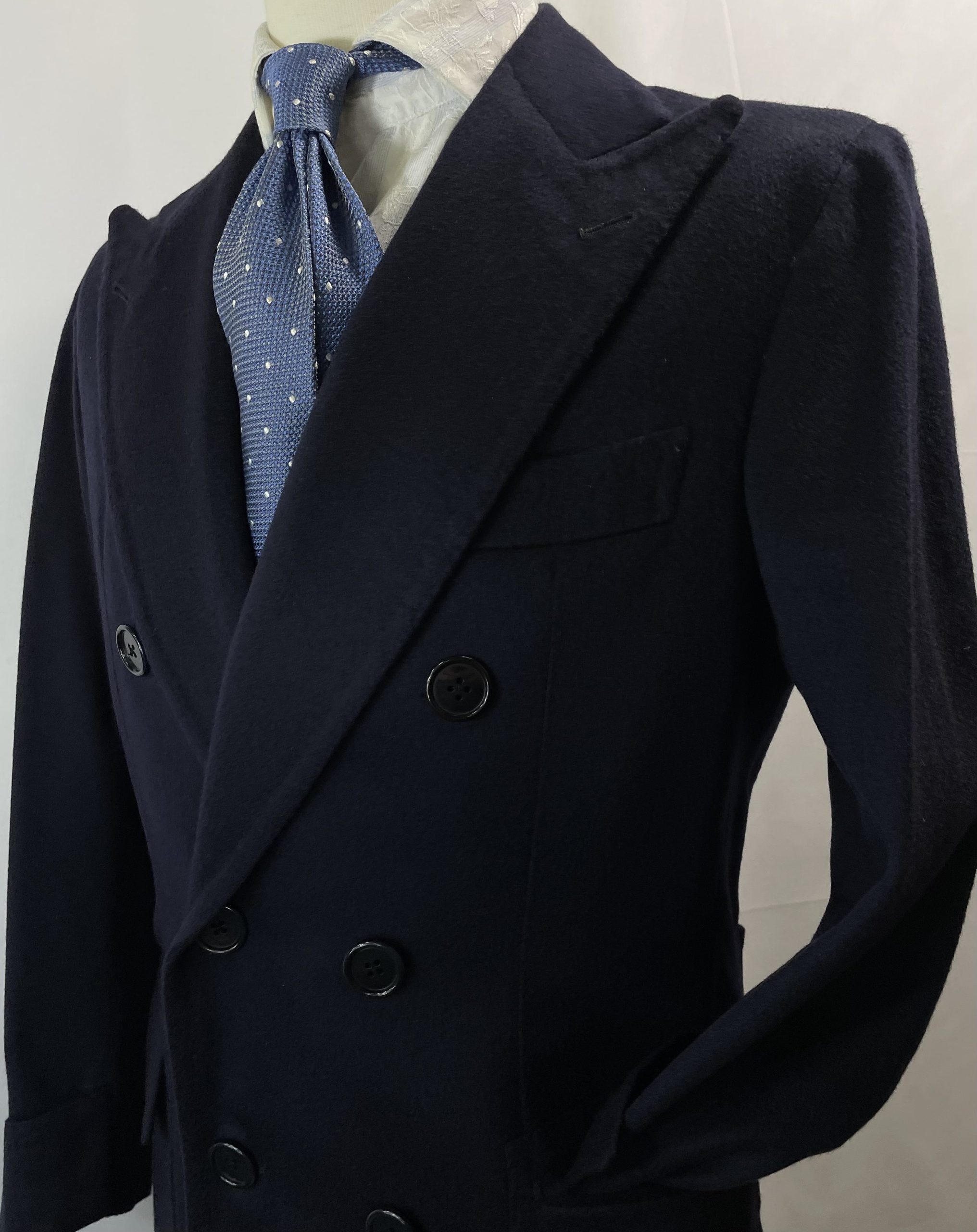 【COSTANTINO コスタンティーノ】技巧ビスポーク注文服 究極ビキューナ混カシミヤ(ビキャッシュ)ポロコート 濃紺色 42~44{sold out thanks!} - 画像 (3)