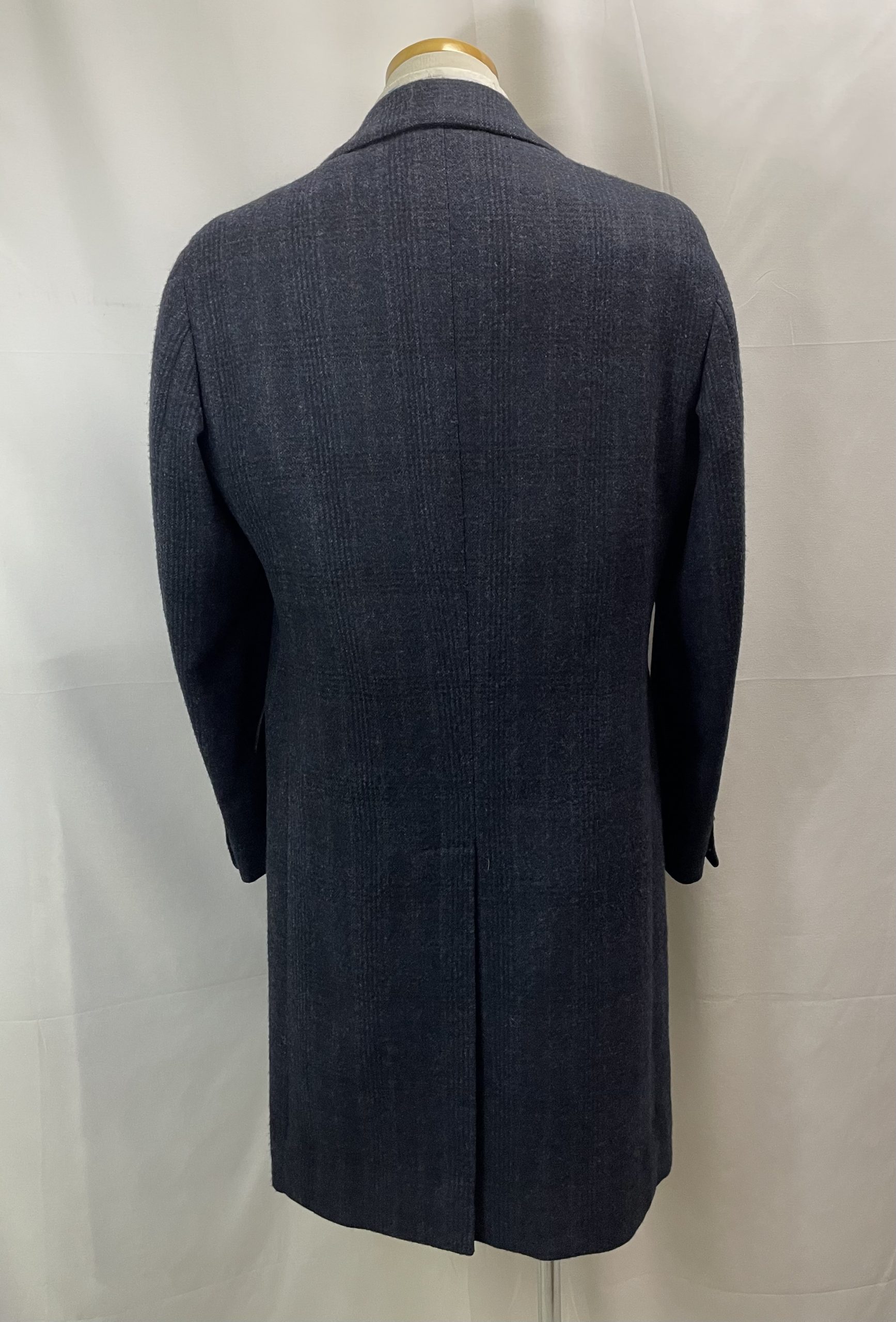 【PANICO パニコ】ナポリ仕立て生き神サルト 貴重ビスポーク注文服 チェスターコート 50~52 紺色チェック柄{sold out thanks!} - 画像 (4)