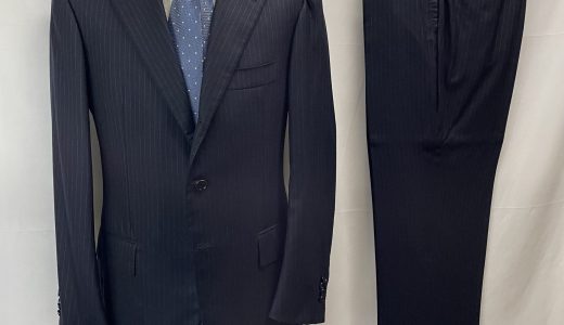 【Sartoria Attolini アットリーニ】優良150sウール 合い物 ピンストライプ柄ネイビースーツ 48(50) 紺色