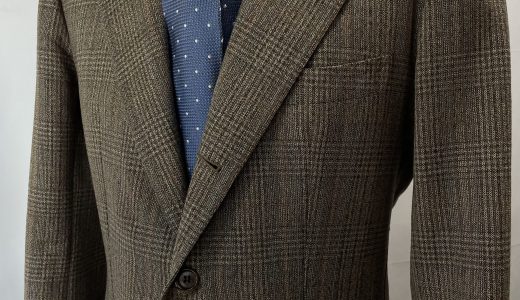 【PANICO パニコ】ナポリ生き神サルト ビスポーク注文服 ヴィンテージウール 格子柄ジャケット 48位 薄茶色